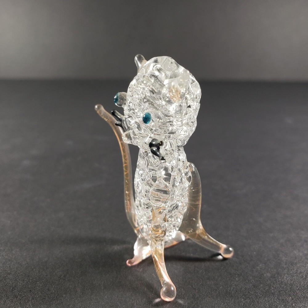 Vintage Whimsical Art Glass Cat Figurine 2" Very Delicate Unknown Brand Artist‎ - Picture 2 of 8